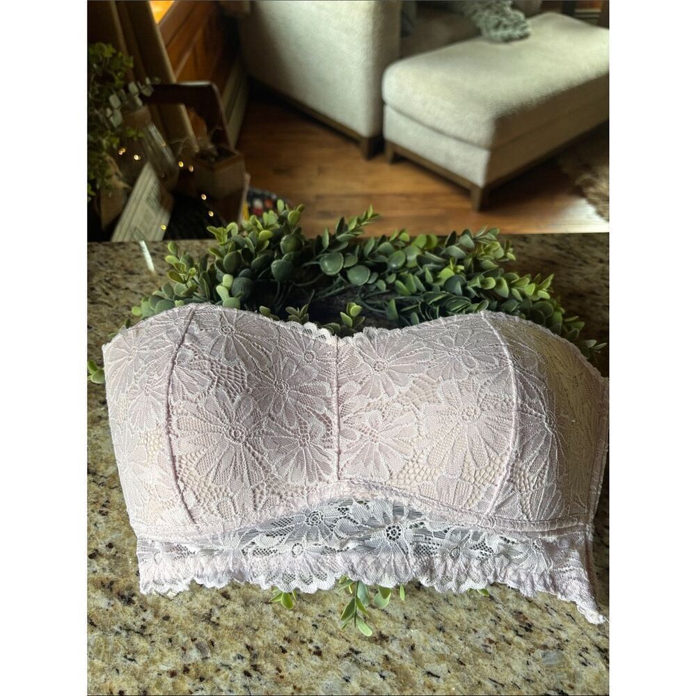 Jessica Simpson Lace Strapless Bandeau Bralette — Light Blush